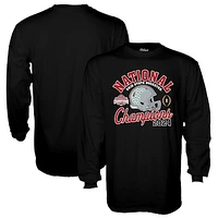 Men's Blue 84  Black Ohio State Buckeyes College Football Playoff 2024 National Champions Helmet Long Sleeve T-Shirt