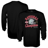 Men's Blue 84  Black Ohio State Buckeyes College Football Playoff 2024 National Champions Old School Helmet Long Sleeve T-Shirt