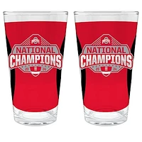 Great American Products Scarlet Ohio State Buckeyes College Football Playoff 2024 National Champions Two-Pack 6oz. Pint Glass Set