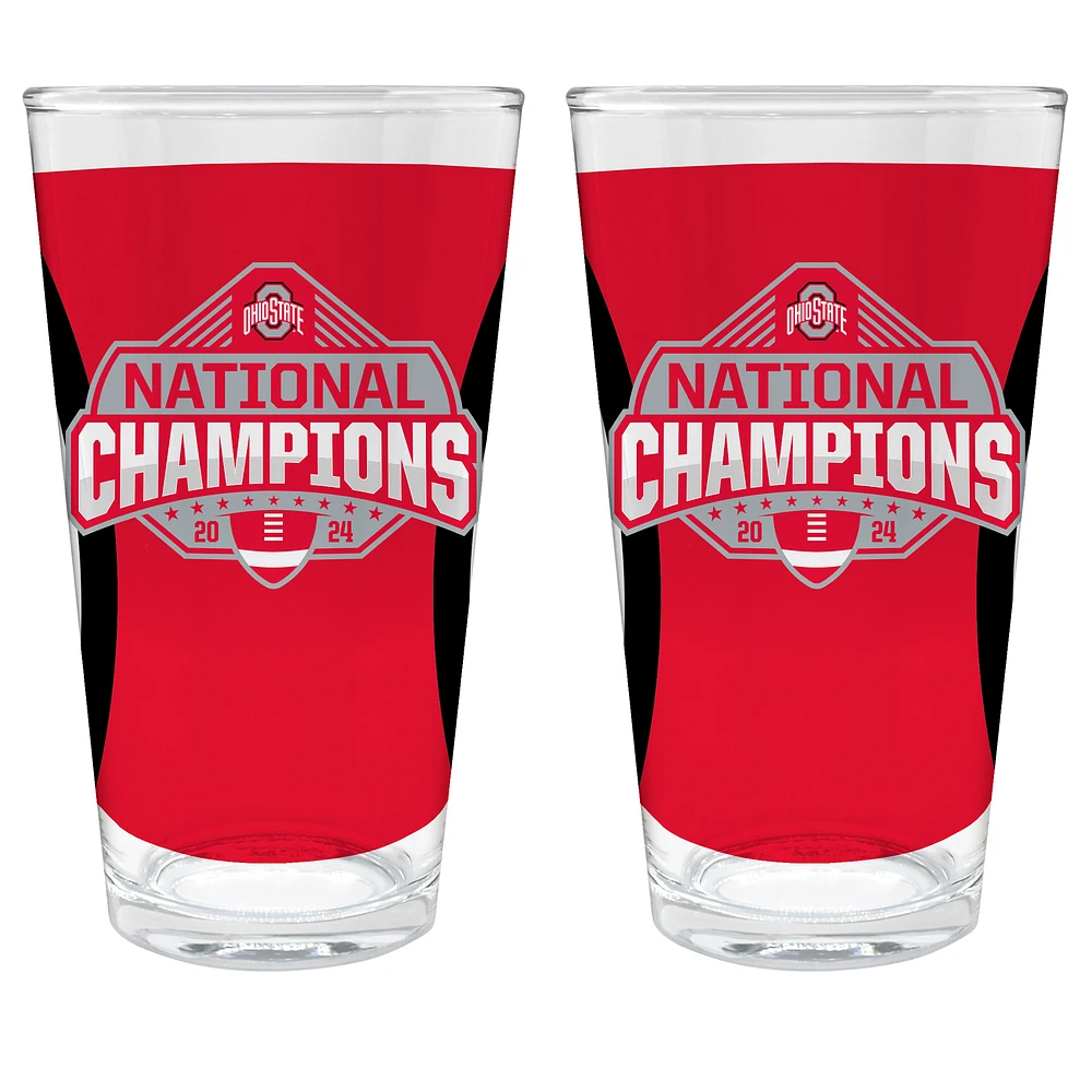 Great American Products Scarlet Ohio State Buckeyes College Football Playoff 2024 National Champions Two-Pack 6oz. Pint Glass Set