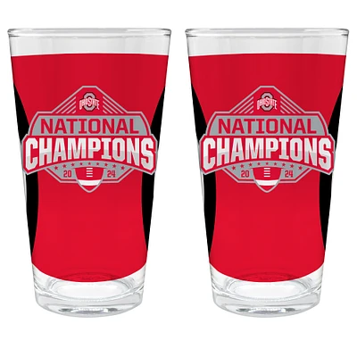 Great American Products Scarlet Ohio State Buckeyes College Football Playoff 2024 National Champions Two-Pack 6oz. Pint Glass Set