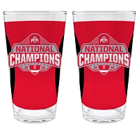 Great American Products Scarlet Ohio State Buckeyes College Football Playoff 2024 National Champions Two-Pack 6oz. Pint Glass Set