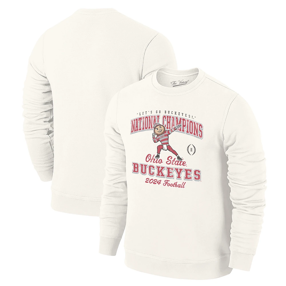 Women's Natural Ohio State Buckeyes College Football Playoff 2024 National Champions Fleece Pullover Sweatshirt