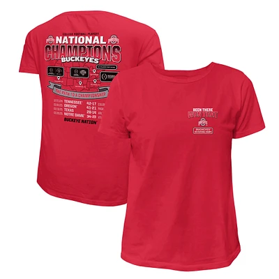 Women's Scarlet Ohio State Buckeyes College Football Playoff 2024 National Champions Tour T-Shirt