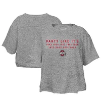 Women's Gray Ohio State Buckeyes College Football Playoff 2024 National Champions Party Like It's 2014 Slub Cropped T-Shirt