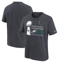 Youth Nike  Anthracite Philadelphia Eagles Super Bowl LIX Champions Locker Room Trophy Collection T-Shirt