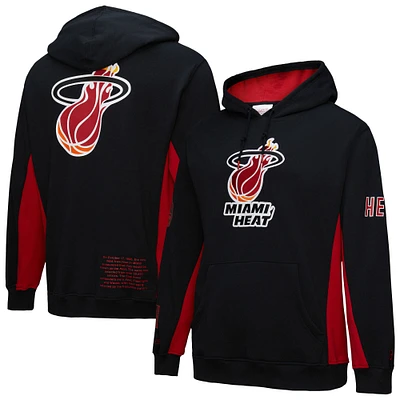 Men's Mitchell & Ness Black Miami Heat Hardwood Classics Team Origins Fleece Pullover Hoodie