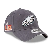 Men's New Era Graphite Philadelphia Eagles Super Bowl LIX Side Patch 9TWENTY Adjustable Hat