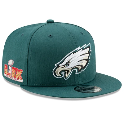 Men's New Era Midnight Green Philadelphia Eagles Super Bowl LIX Side Patch 9FIFTY Snapback Hat