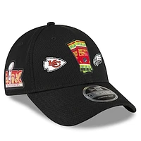 Men's New Era Black Kansas City Chiefs vs. Philadelphia Eagles Super Bowl LIX Matchup 9FORTY Stretch-Snap Hat