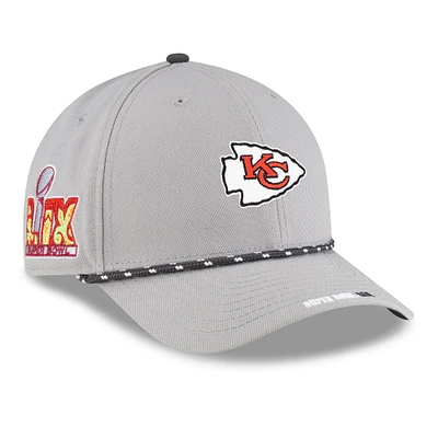 Men's New Era Gray Kansas City Chiefs Super Bowl LIX Opening Night 9FORTY Adjustable Hat