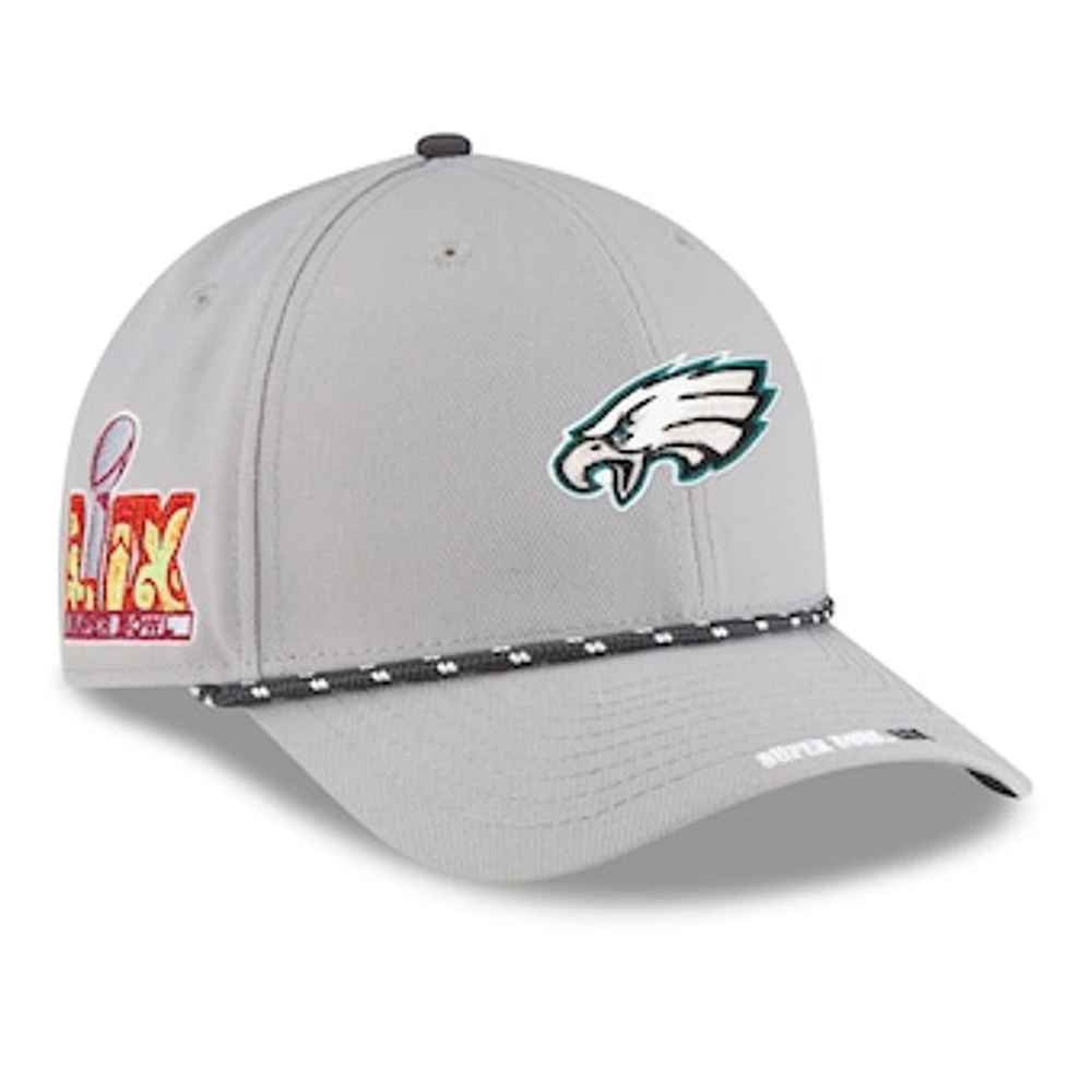 Men's New Era Gray Philadelphia Eagles Super Bowl LIX Opening Night 9FORTY Adjustable Hat