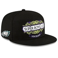 Men's New Era Black Philadelphia Eagles Super Bowl LIX Tarmac Split Panel 9FIFTY Snapback Hat