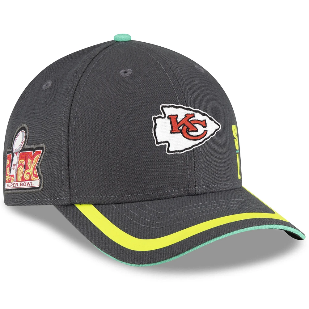 Men's New Era Gray Kansas City Chiefs Super Bowl LIX 9FORTY Adjustable Hat