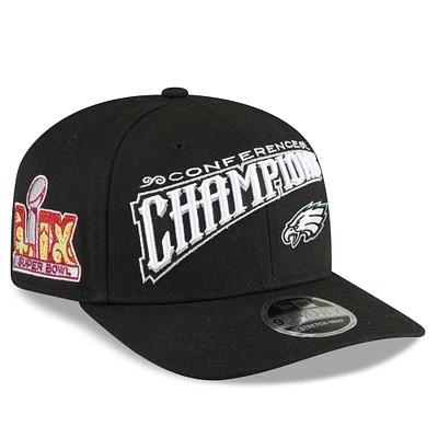 Men's New Era  Black Philadelphia Eagles 2024 NFC Champions Locker Room 9SEVENTY Stretch-Snap Hat