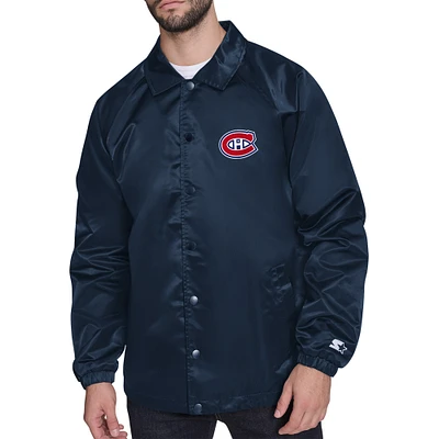 Men's Starter  Navy Montreal Canadiens Retro Logo Raglan Coaches Full-Snap Jacket
