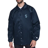 Men's Starter  Deep Sea Blue Seattle Kraken Retro Logo Raglan Coaches Full-Snap Jacket