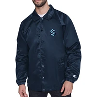 Men's Starter  Deep Sea Blue Seattle Kraken Retro Logo Raglan Coaches Full-Snap Jacket