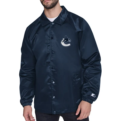 Men's Starter  Navy Vancouver Canucks Retro Logo Raglan Coaches Full-Snap Jacket