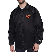 Men's Starter  Black Washington Commanders Retro Logo Raglan Coaches Full-Snap Jacket