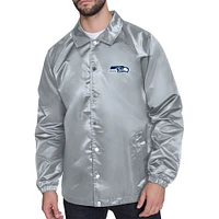 Men's Starter  Gray Seattle Seahawks Retro Logo Raglan Coaches Full-Snap Jacket