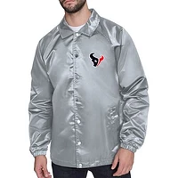 Men's Starter  Gray Houston Texans Retro Logo Raglan Coaches Full-Snap Jacket