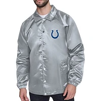 Men's Starter  Gray Indianapolis Colts Retro Logo Raglan Coaches Full-Snap Jacket