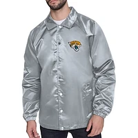 Men's Starter  Gray Jacksonville Jaguars Retro Logo Raglan Coaches Full-Snap Jacket