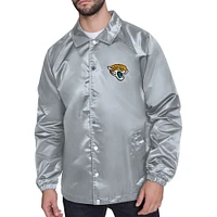 Men's Starter  Gray Jacksonville Jaguars Retro Logo Raglan Coaches Full-Snap Jacket