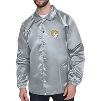 Men's Starter  Gray Los Angeles Rams Retro Logo Raglan Coaches Full-Snap Jacket