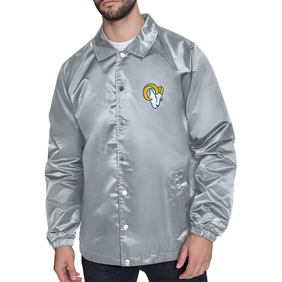Men's Starter  Gray Los Angeles Rams Retro Logo Raglan Coaches Full-Snap Jacket