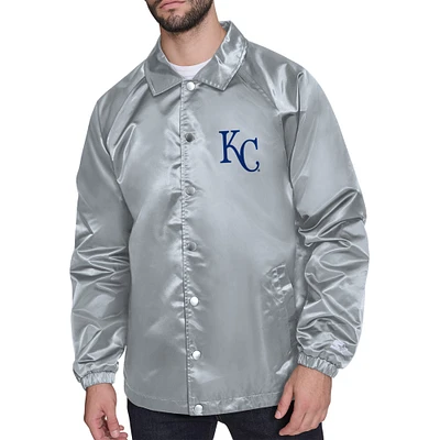 Men's Starter  Gray Kansas City Royals Retro Logo Raglan Coaches Full-Snap Jacket