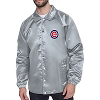 Men's Starter  Gray Chicago Cubs Retro Logo Raglan Coaches Full-Snap Jacket