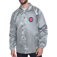 Men's Starter  Gray Chicago Cubs Retro Logo Raglan Coaches Full-Snap Jacket