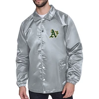 Men's Starter  Gray Oakland Athletics Retro Logo Raglan Coaches Full-Snap Jacket