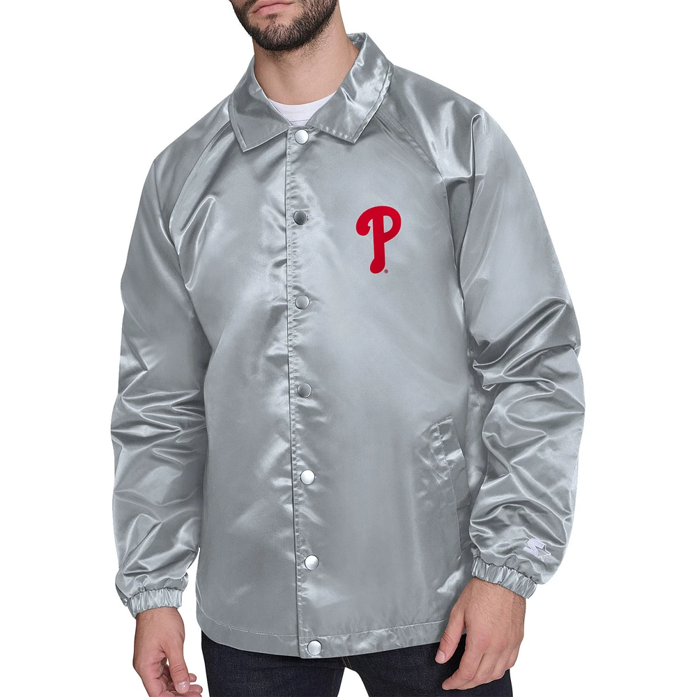 Men's Starter Philadelphia Phillies Retro Logo Raglan Coaches Full-Snap Jacket