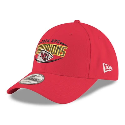 Men's New Era Red Kansas City Chiefs 2024 AFC Champions 9FORTY Adjustable Hat