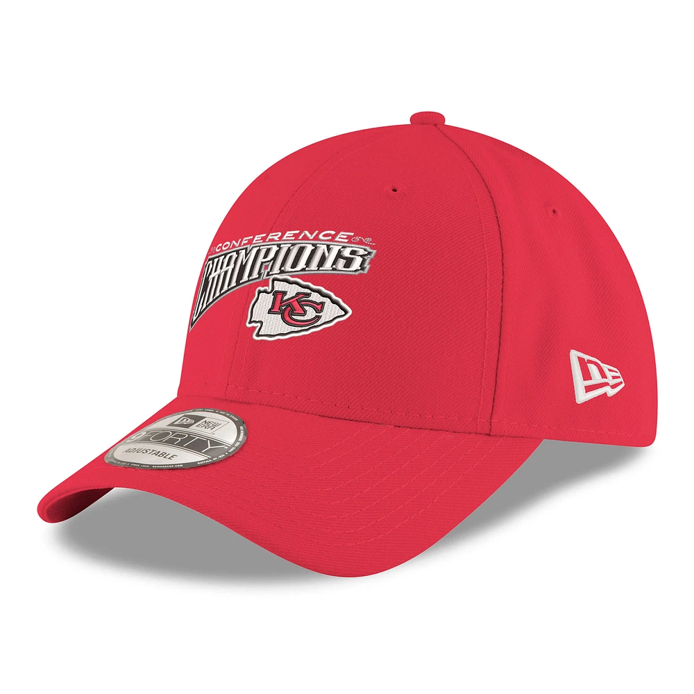 Men's New Era Red Kansas City Chiefs 2024 AFC Champions Replica 9FORTY Adjustable Hat