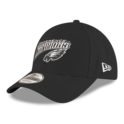 Men's New Era Black Philadelphia Eagles 2024 NFC Champions Replica 9FORTY Adjustable Hat