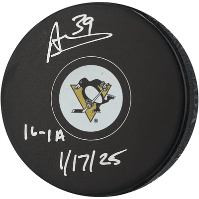 Alex Nedeljkovic Pittsburgh Penguins Autographed Hockey Puck with "1G-1A 1/17/25" Inscription