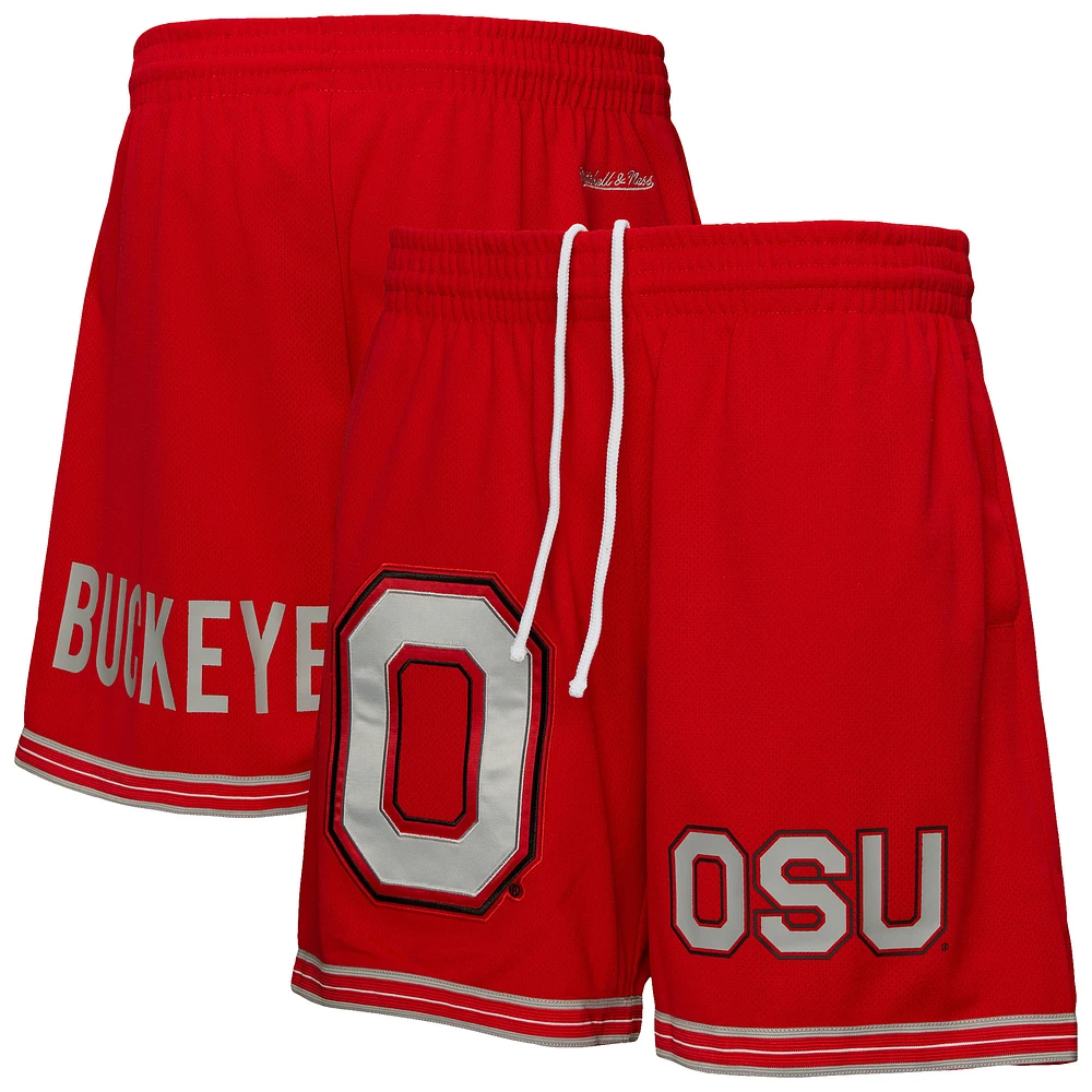 Men's Mitchell & Ness Scarlet Ohio State Buckeyes Team Origins Mesh Shorts
