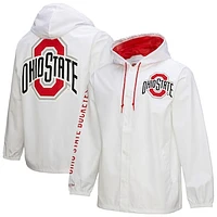 Men's Mitchell & Ness  White Ohio State Buckeyes Coaches Full-Snap Hoodie Jacket