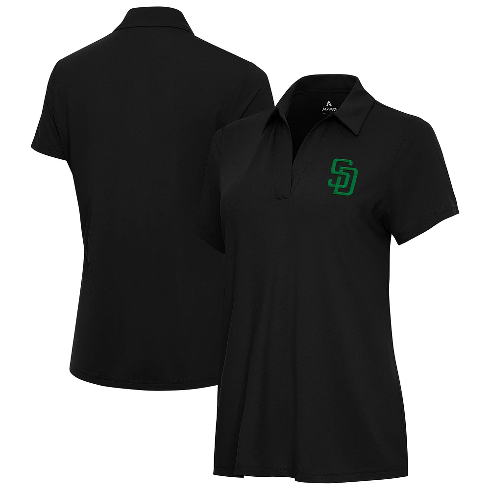 Women's Antigua Black San Diego Padres St. Patrick's Day Era Polo