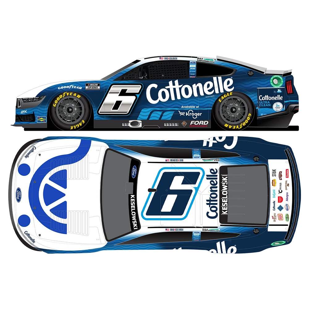 Action Racing Brad Keselowski 2025 #6 Kroger/Cottonelle 1:24 Regular Paint Foil Numbers Die-Cast Ford Mustang