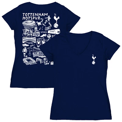 Women's Vive La Fete  Navy Tottenham Hotspur Impressions Artwork V-Neck Fitted T-Shirt