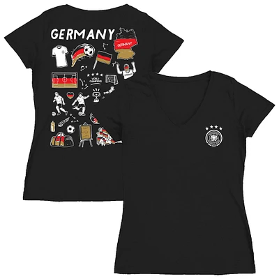 Women's Vive La Fete  Black Germany National Team Impressions Artwork V-Neck Fitted T-Shirt