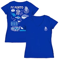 Women's Vive La Fete  Blue FC Porto Impressions Artwork V-Neck Fitted T-Shirt