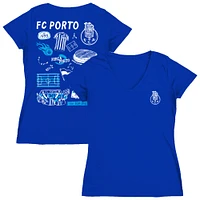 Women's Vive La Fete  Blue FC Porto Impressions Artwork V-Neck Fitted T-Shirt