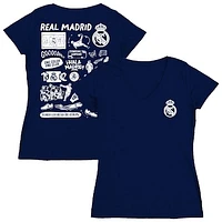 Women's Vive La Fete  Navy Real Madrid Impressions Artwork V-Neck Fitted T-Shirt
