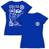 Women's Vive La Fete  Blue Chelsea Impressions Artwork V-Neck Fitted T-Shirt